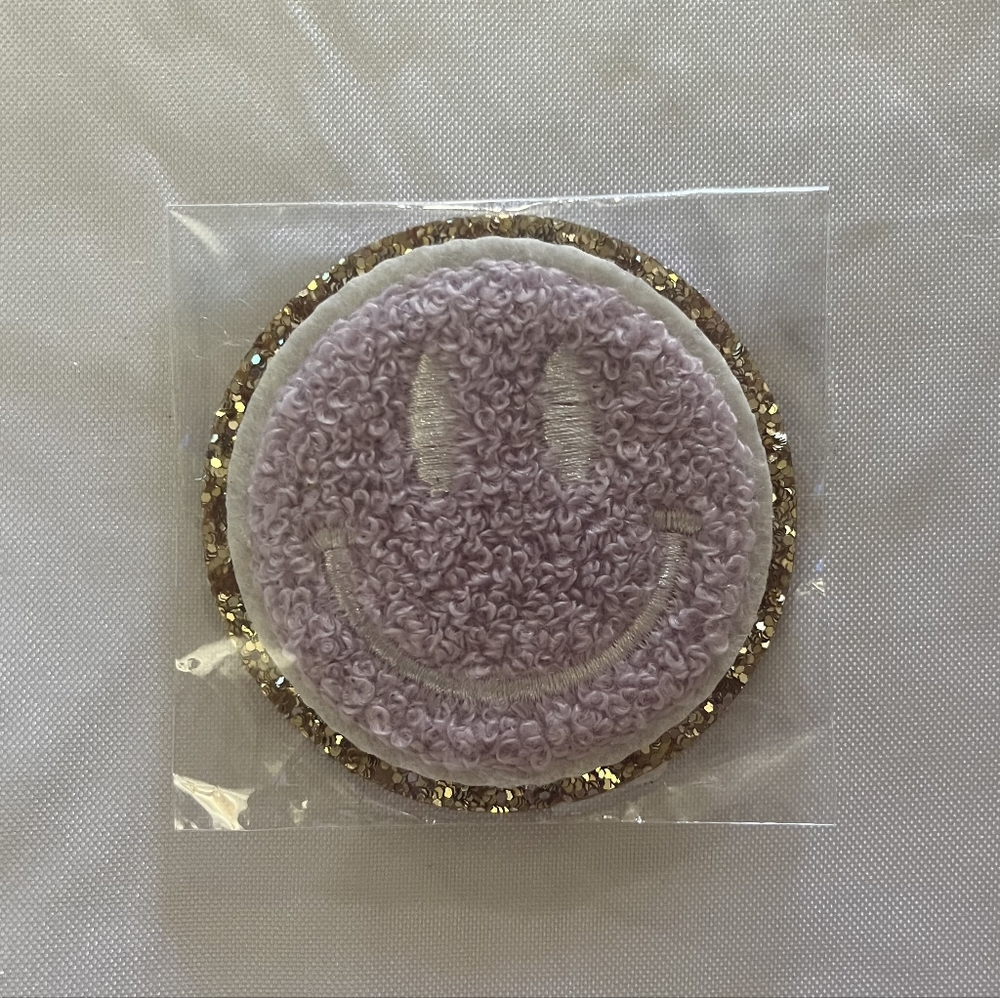 NWT Stoney Clover Lane Lilac Glitter Smiley Face Patch